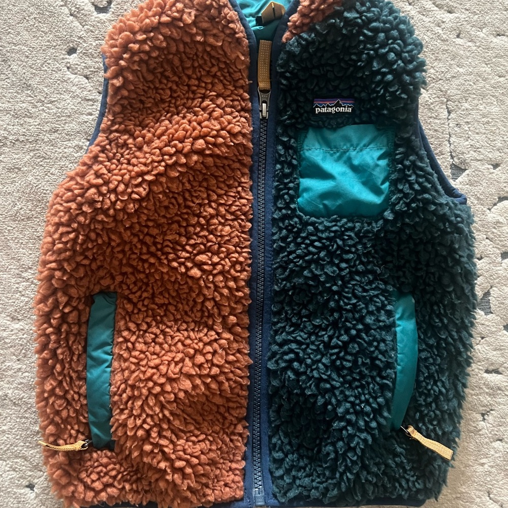 Patagonia Kids' Fleece Vest - Rust and Teal